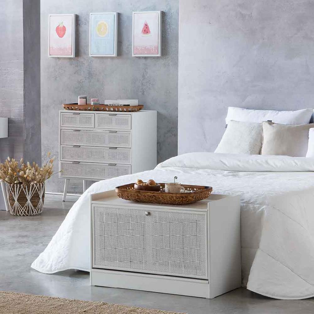 Creaciones Meng MUEBLE - BANQUETAS - Banqueta Zapatero De Madera Y Rejilla