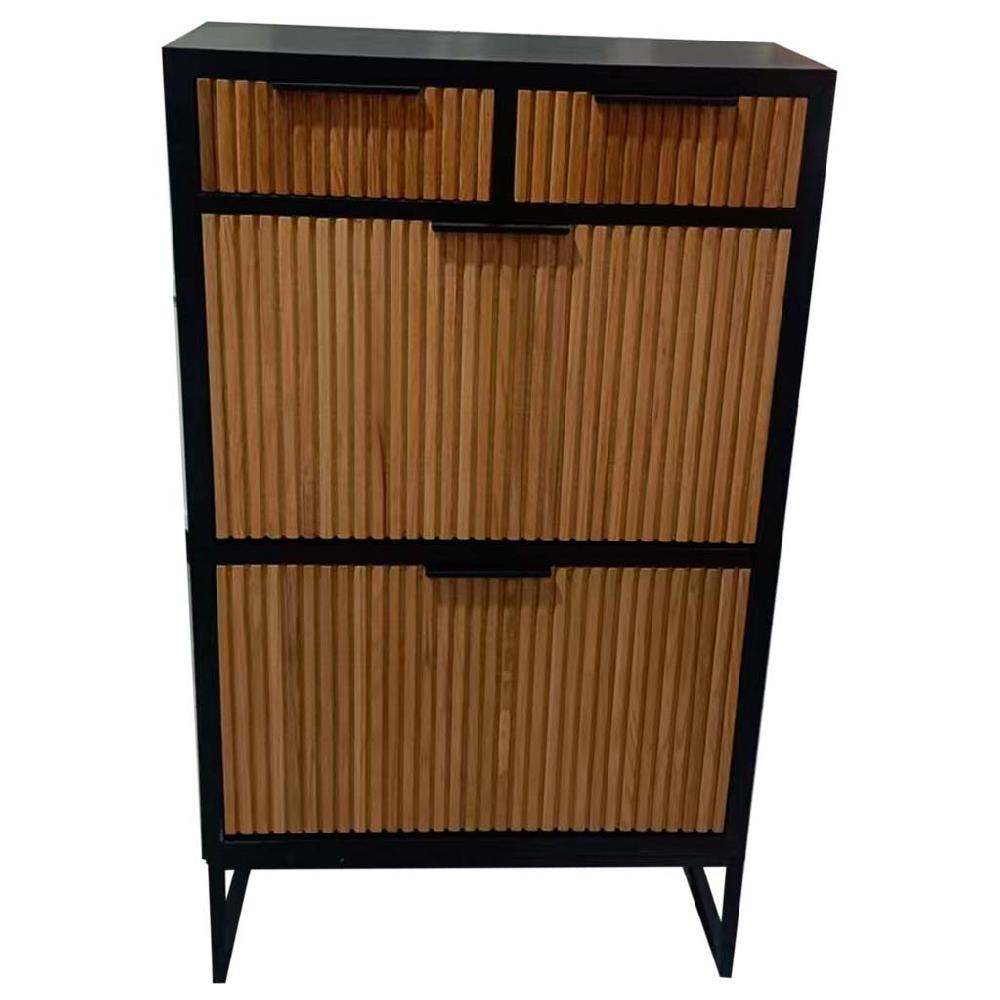 Creaciones meng MUEBLE - BANQUETAS - zapatero de 2 cajones y 2 puertas madera y metal