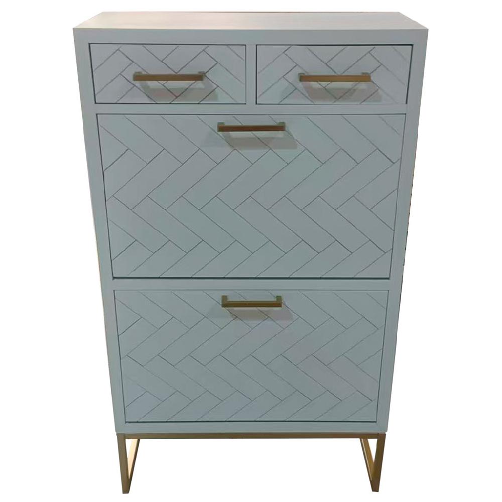 Creaciones meng MUEBLE - BANQUETAS - zapatero de 2 cajones y 2 puertas madera y metal