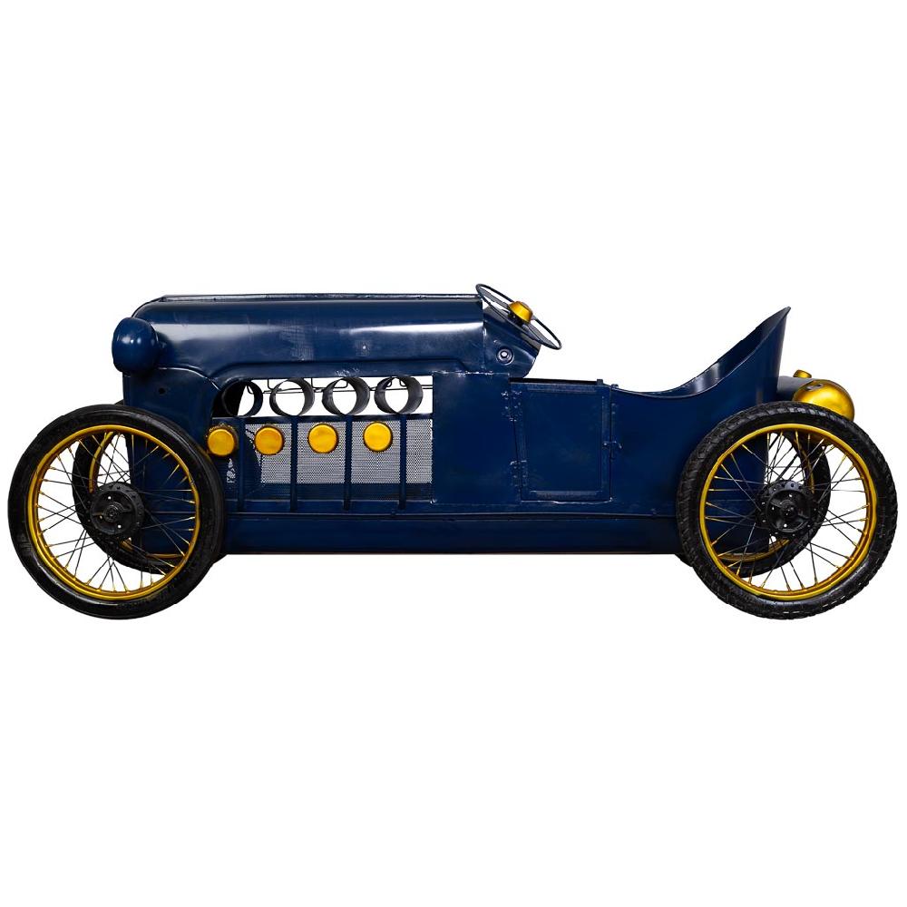 Creaciones Meng MUEBLE - BARRAS DE BAR - Coche Barra Botellero De Metal Y Madera Acabado Artesanal Azul