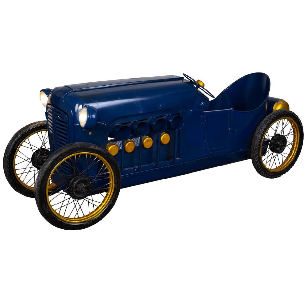 Creaciones meng MUEBLE - BARRAS DE BAR - coche barra botellero de metal y madera acabado artesanal azul