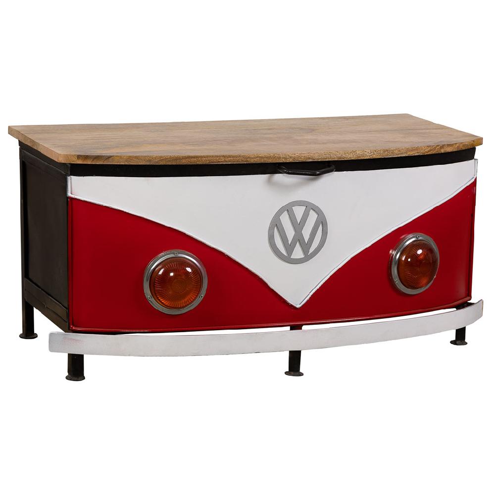 Creaciones meng MUEBLE - BAULES - baul furgoneta de madera y metal acabado artesanal rojo
