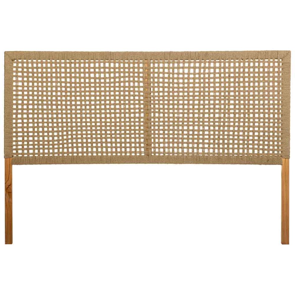 Creaciones Meng MUEBLE - CABEZALES - Cabezal De La Cama De Madera Y Cuerda Trenzada Marron