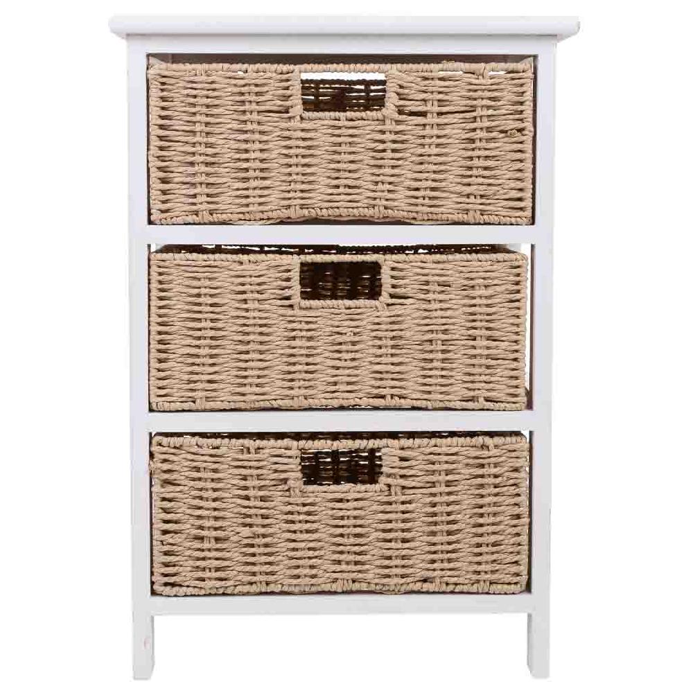 Creaciones Meng MUEBLE - CAJONERAS - Cajonera De Madera Con 3 Cajones De Fibra Sintetica