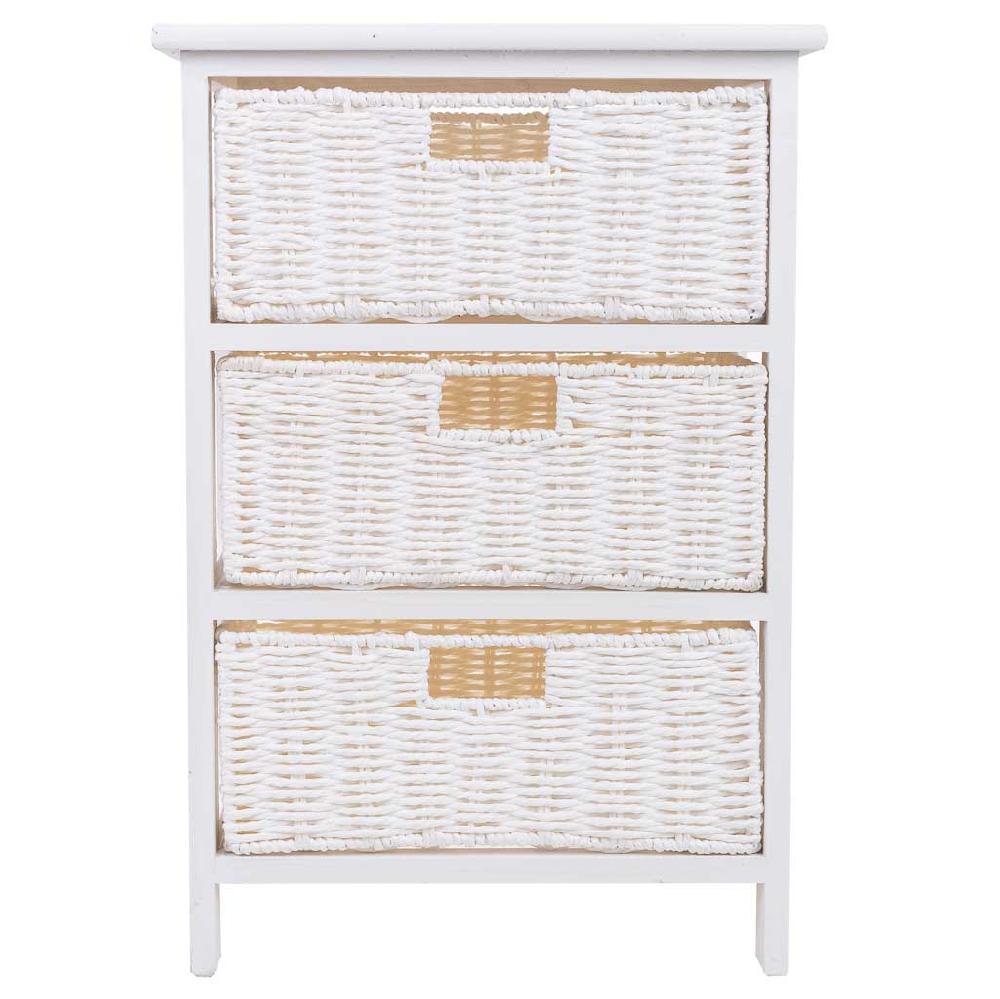 Creaciones Meng MUEBLE - CAJONERAS - Cajonera De Madera Con 3 Cajones De Fibra Sintetica