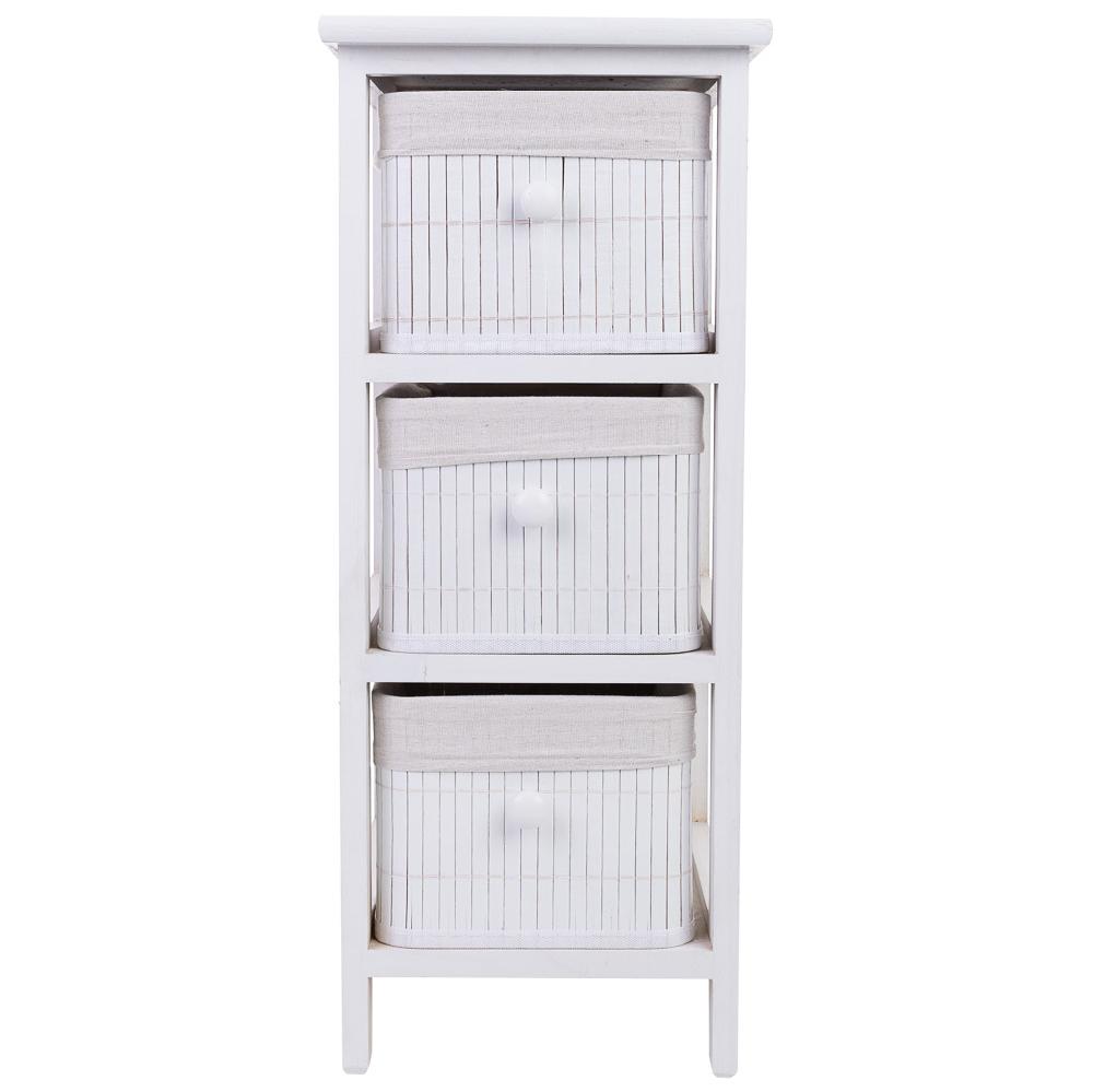 Creaciones Meng MUEBLE - CAJONERAS - Cajonera De Madera Con 3 Cajones De Bambu Forrados