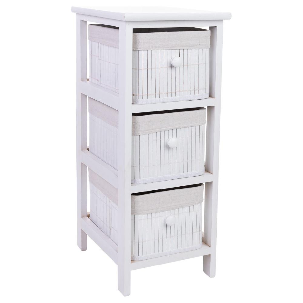 Creaciones meng MUEBLE - CAJONERAS - cajonera de madera con 3 cajones de bambu forrados