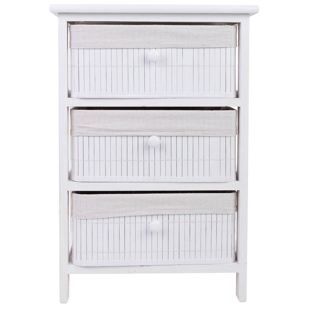 Creaciones Meng MUEBLE - CAJONERAS - Cajonera De Madera Con 3 Cajones De Bambu Forrados