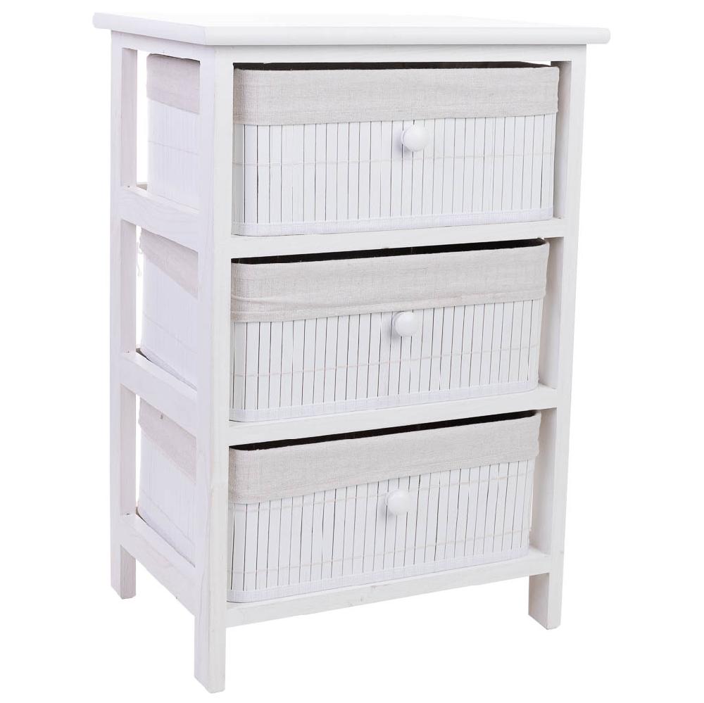 Creaciones meng MUEBLE - CAJONERAS - cajonera de madera con 3 cajones de bambu forrados