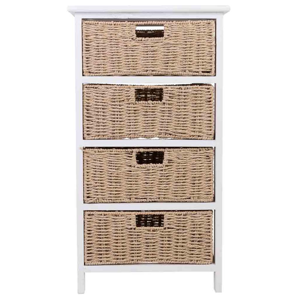 Creaciones Meng MUEBLE - CAJONERAS - Cajonera De Madera Con 4 Cajones De Fibra Sintetica