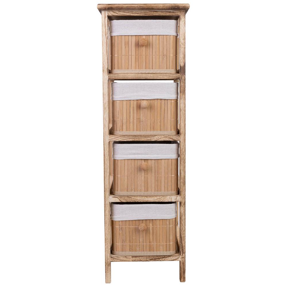 Creaciones Meng MUEBLE - CAJONERAS - Cajonera De Madera Con 4 Cajones De Bambu Forrados