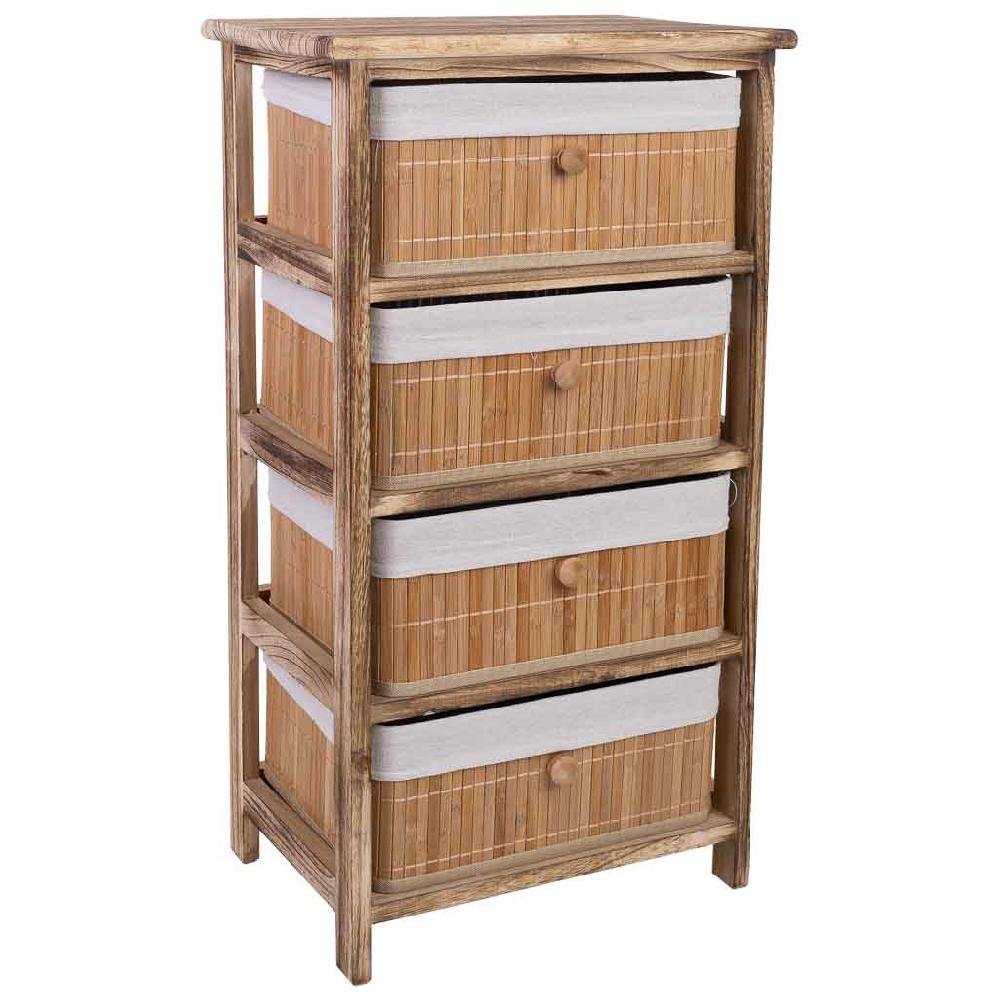 Creaciones meng MUEBLE - CAJONERAS - cajonera de madera con 4 cajones de bambu forrados