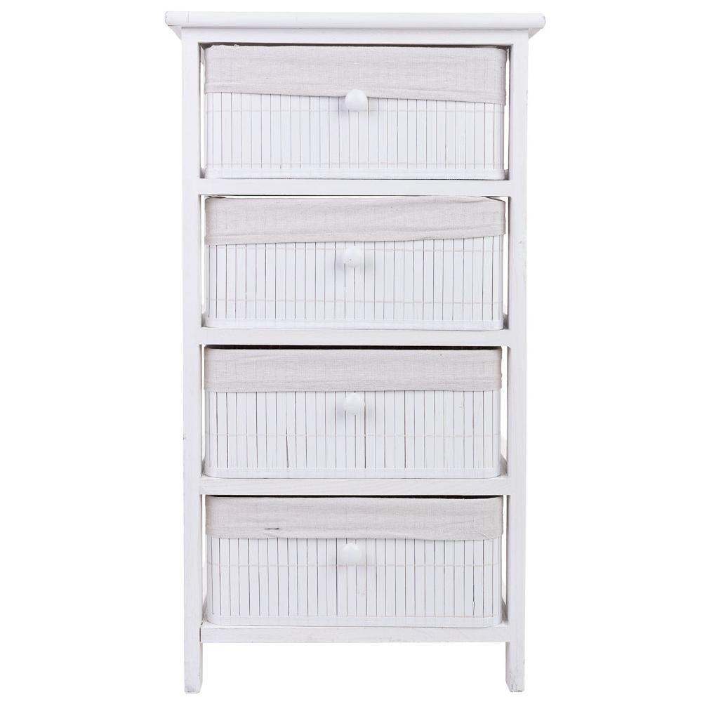 Creaciones Meng MUEBLE - CAJONERAS - Cajonera De Madera Con 4 Cajones De Bambu Forrados