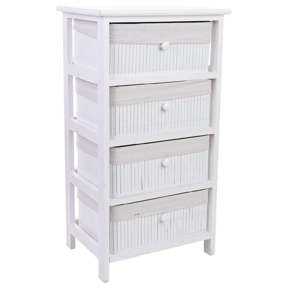 Creaciones meng MUEBLE - CAJONERAS - cajonera de madera con 4 cajones de bambu forrados