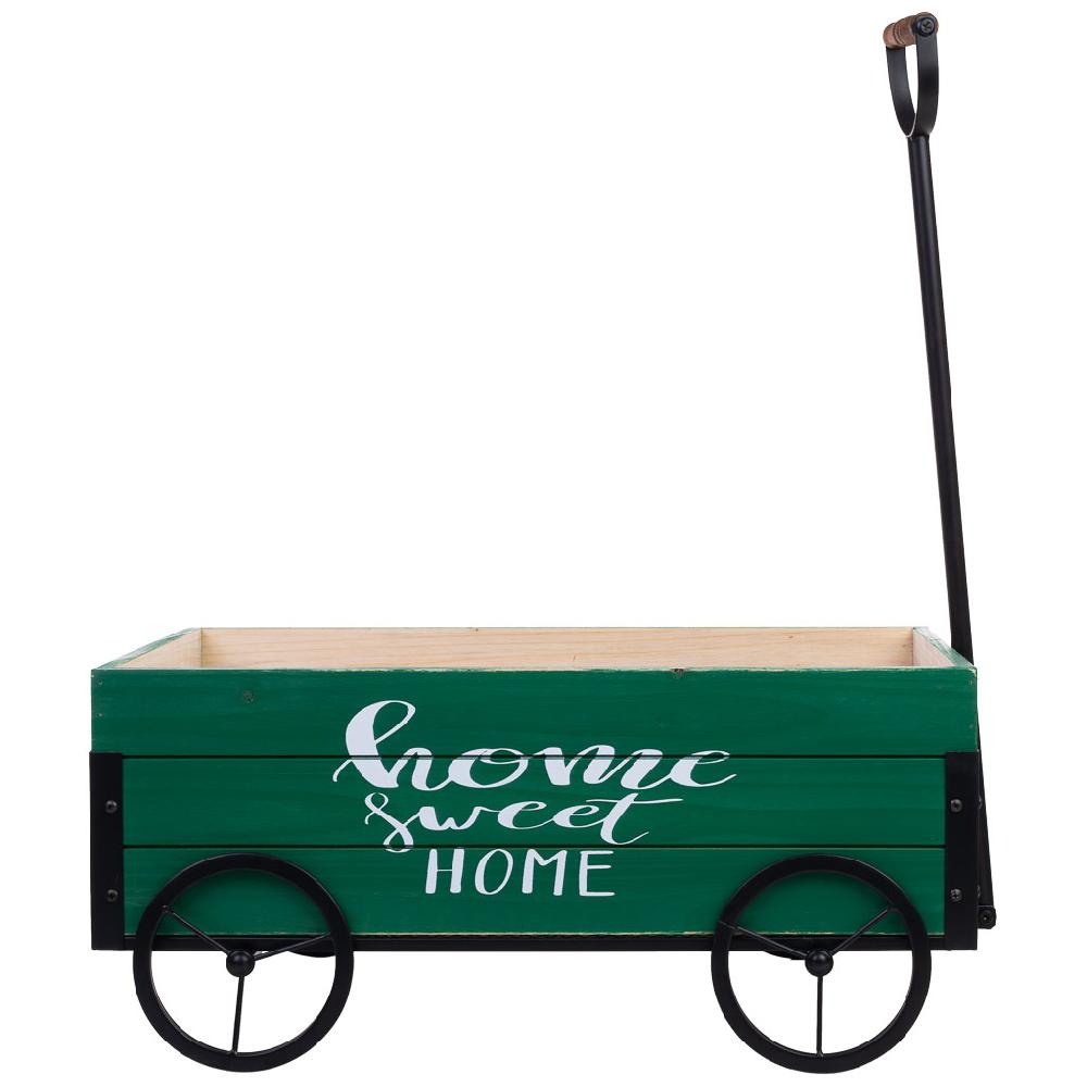 Creaciones Meng MUEBLE - CARROS EXPOSITORES DE MADERA Y METAL - Carretilla De Madera Y Metal Con Mango De Arrastre