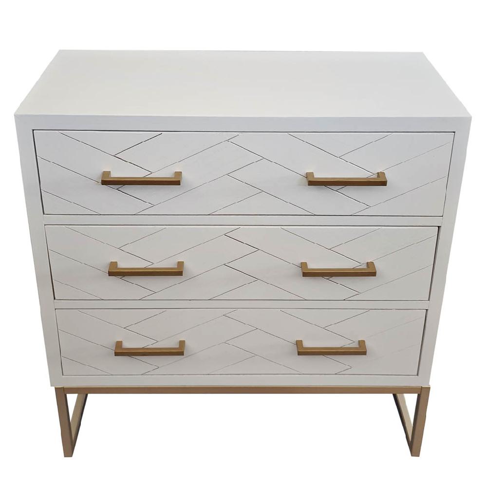 Creaciones meng MUEBLE - COMODAS Y SINFONIERS - comoda de 3 cajones madera y metal