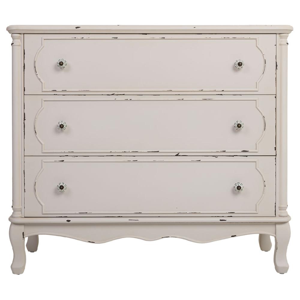 Creaciones Meng MUEBLE - COMODAS Y SINFONIERS - Comoda De Madera Blanco Envejecido De 3 Cajones