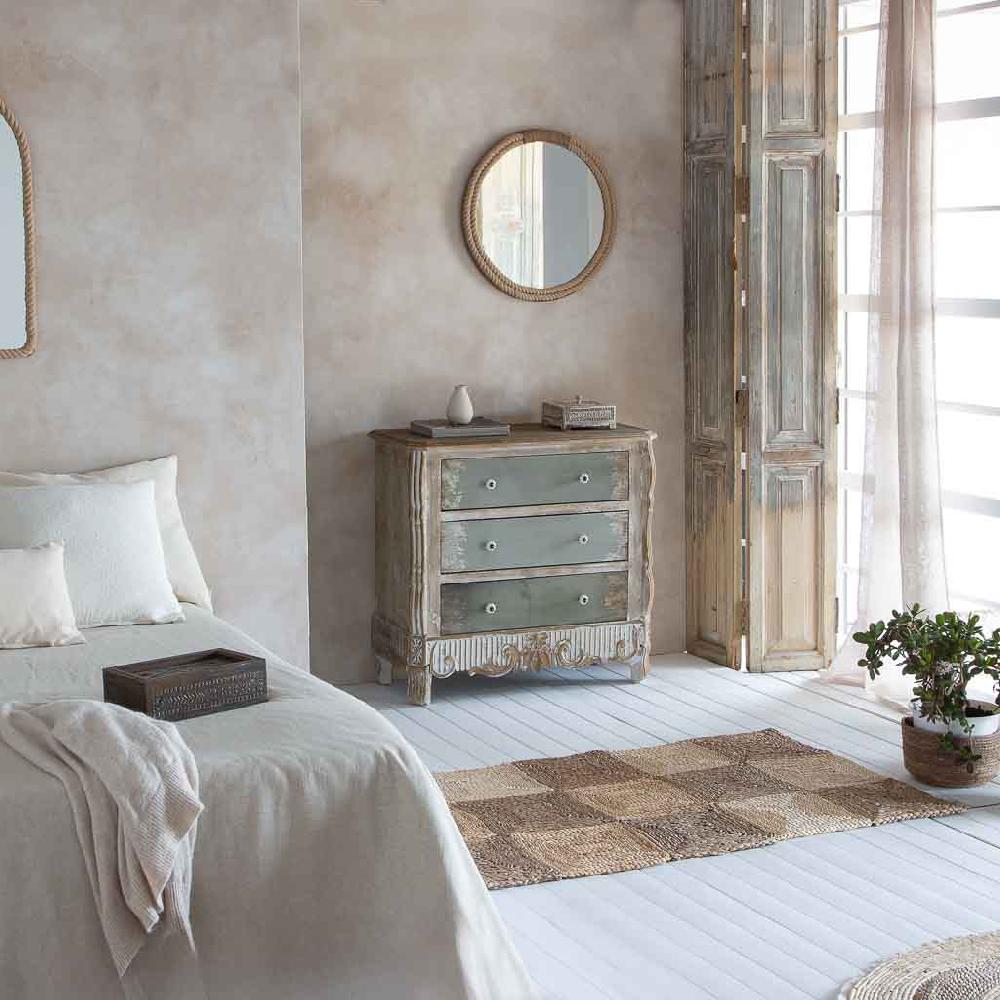 Creaciones Meng MUEBLE - COMODAS Y SINFONIERS - Comoda De Madera Con 3 Cajones Acabado Envejecido