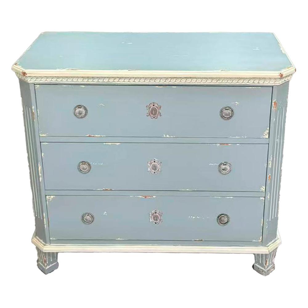 Creaciones meng MUEBLE - COMODAS Y SINFONIERS - comoda de madera de color azul con 3 cajones