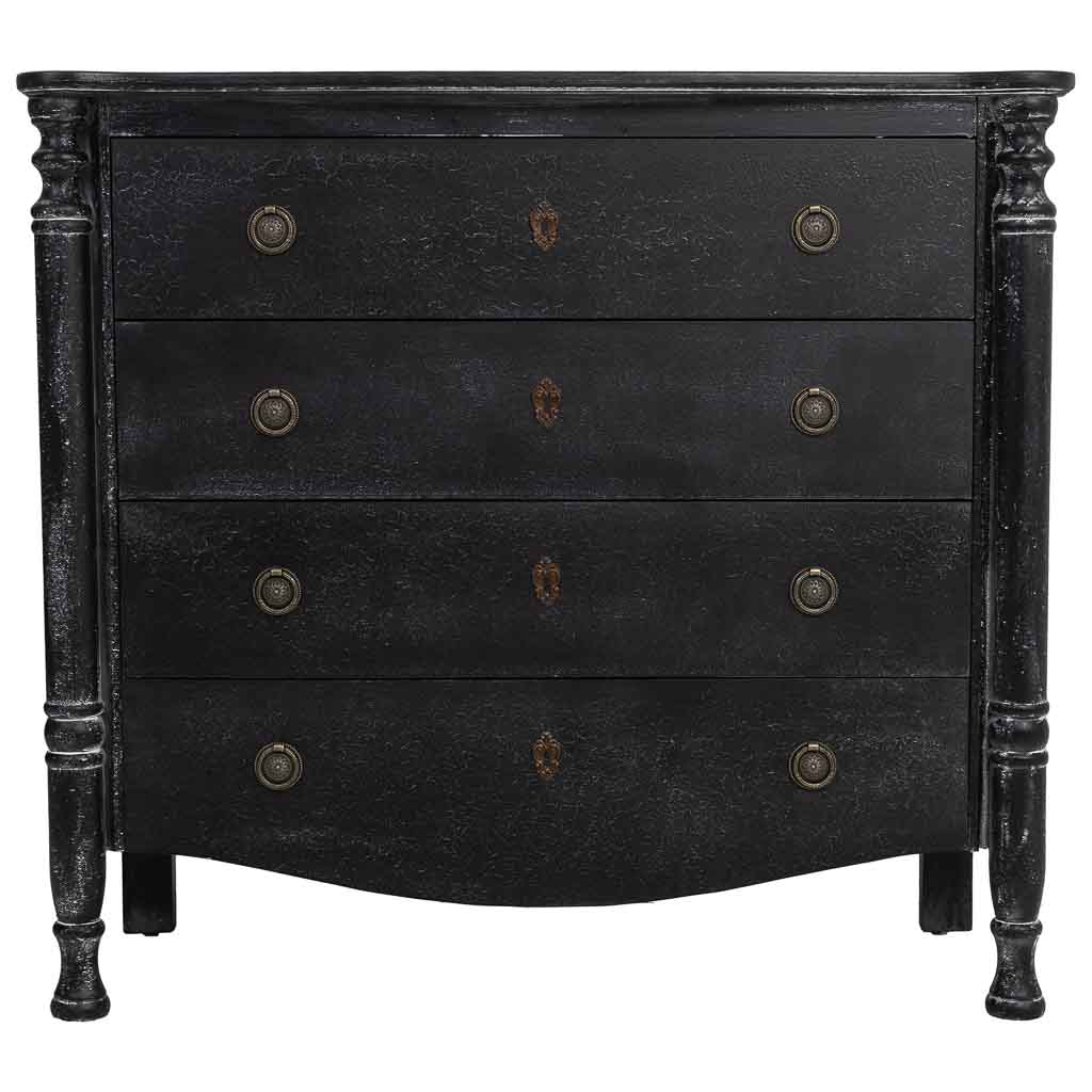 Creaciones Meng MUEBLE - COMODAS Y SINFONIERS - Comoda De Madera Lac Negro Envejecido De 4 Cajones