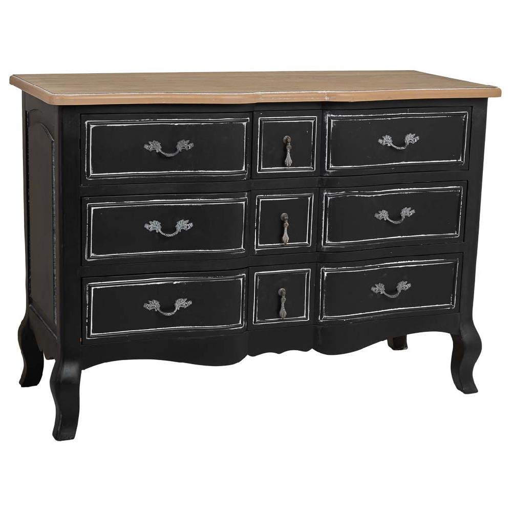 Creaciones meng MUEBLE - COMODAS Y SINFONIERS - comoda de madera lac negro envejecido de 9 cajones