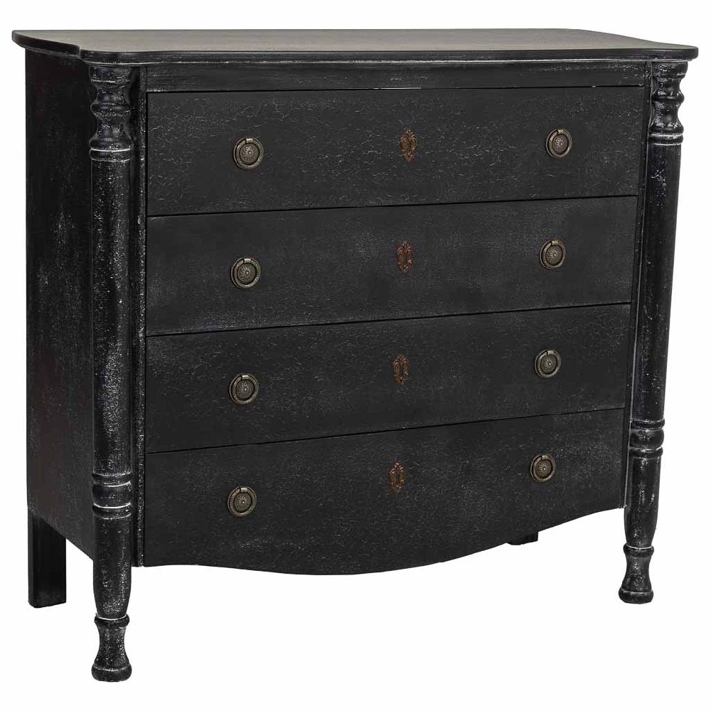 Creaciones meng MUEBLE - COMODAS Y SINFONIERS - comoda de madera lac negro envejecido de 4 cajones