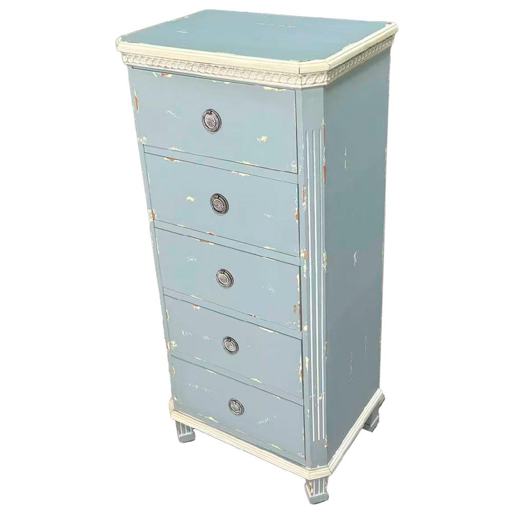 Creaciones meng MUEBLE - COMODAS Y SINFONIERS - sinfonier de madera de color azul con 5 cajones