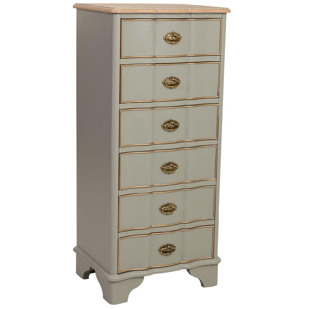 Creaciones meng MUEBLE - COMODAS Y SINFONIERS - sinfonier de madera lac azul envejecido de 6 cajones