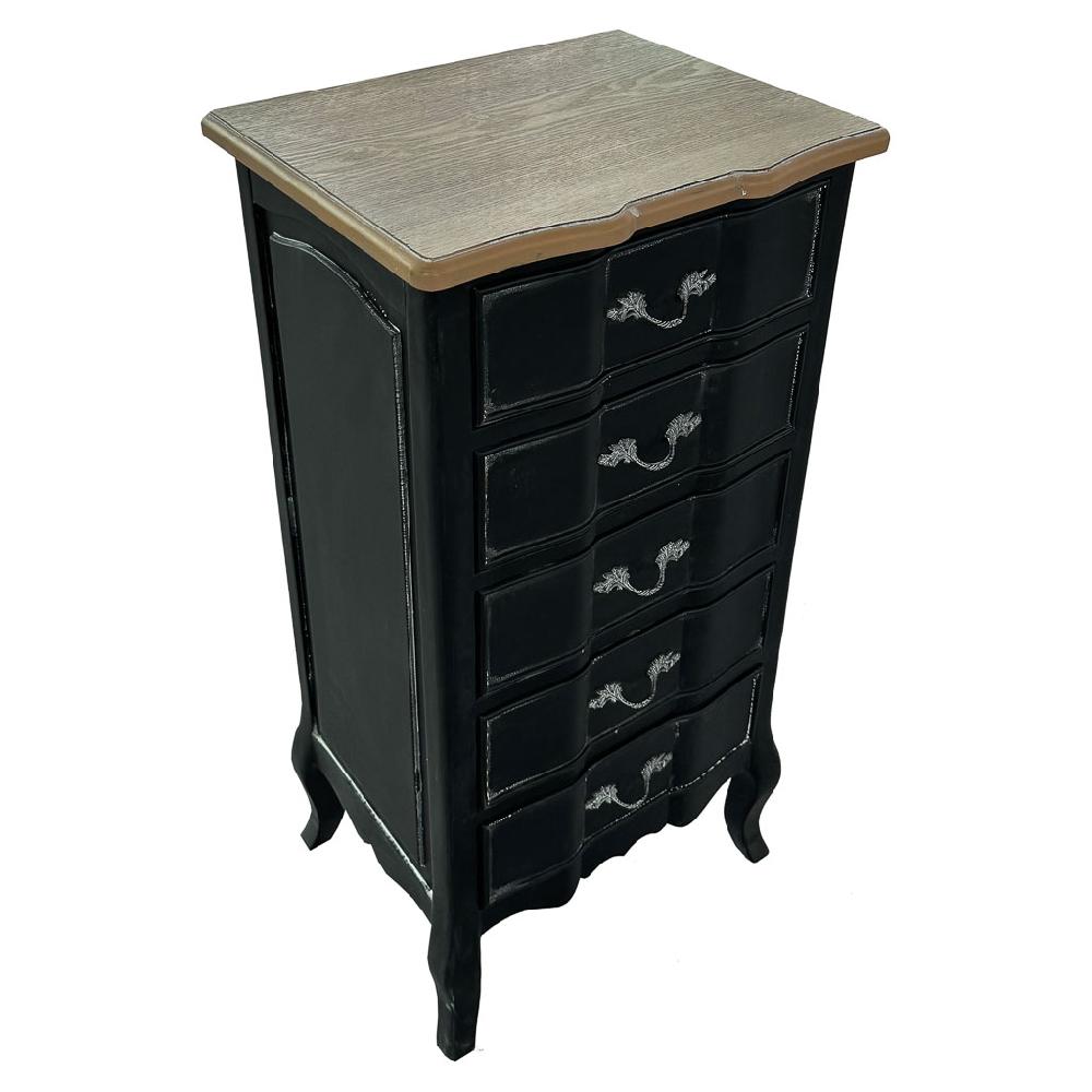 Creaciones meng MUEBLE - COMODAS Y SINFONIERS - sinfonier de madera lac negro envejecido de 5 cajones