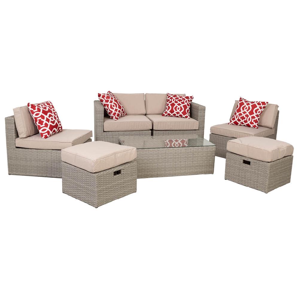 Creaciones meng MUEBLE - CONJUNTOS DE JARDÍN - conjunto de mesa sofa 2 sillones y 2 reposapies