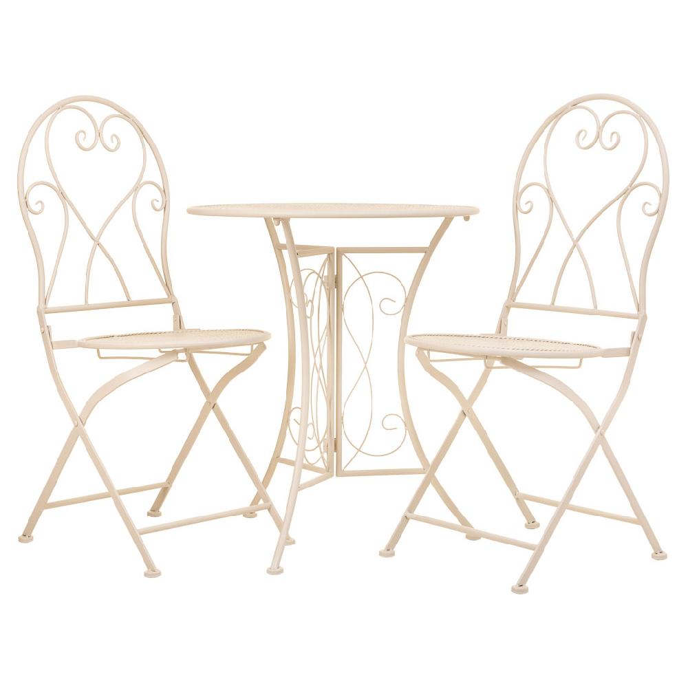 Creaciones Meng MUEBLE - CONJUNTOS DE JARDÍN - Conjunto De Mesa Y Dos Sillas De Forja Blanco