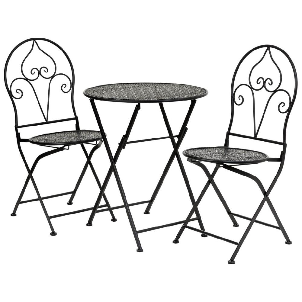 Creaciones meng MUEBLE - CONJUNTOS DE JARDÍN - conjunto de mesa y dos sillas de forja negro