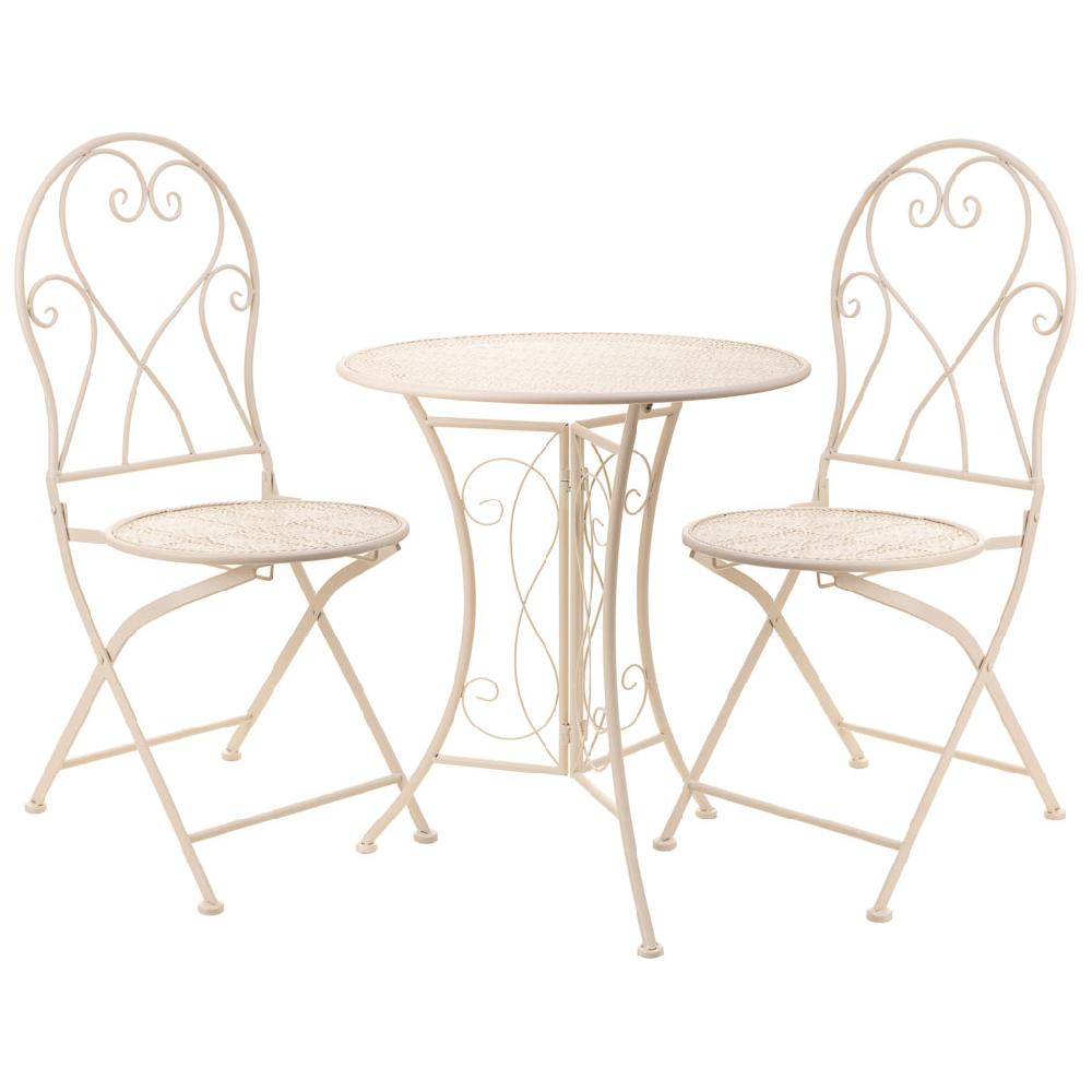 Creaciones meng MUEBLE - CONJUNTOS DE JARDÍN - conjunto de mesa y dos sillas de forja blanco