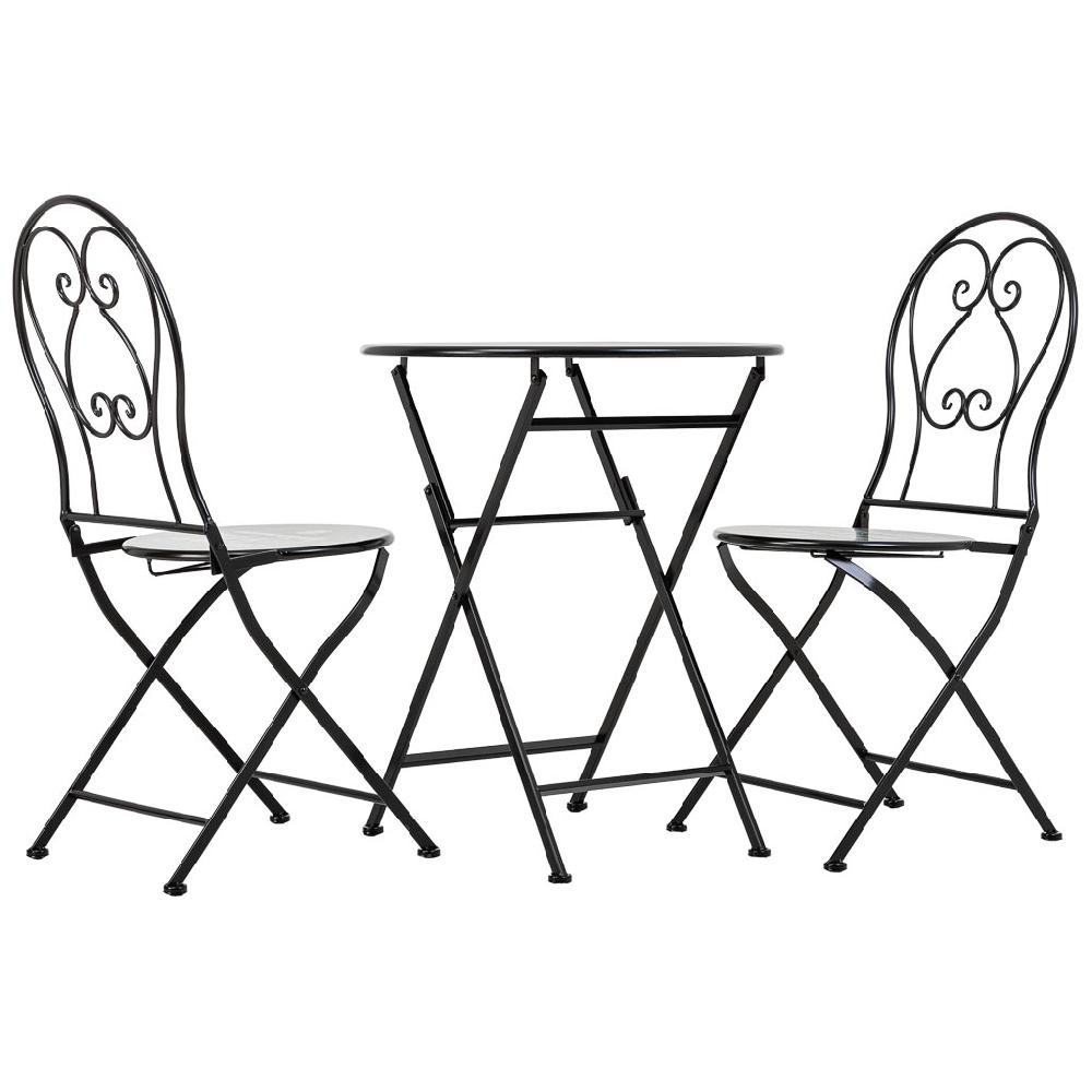 Creaciones Meng MUEBLE - CONJUNTOS DE JARDÍN - Conjunto Mesa Y 2 Sillas De Forja Negro