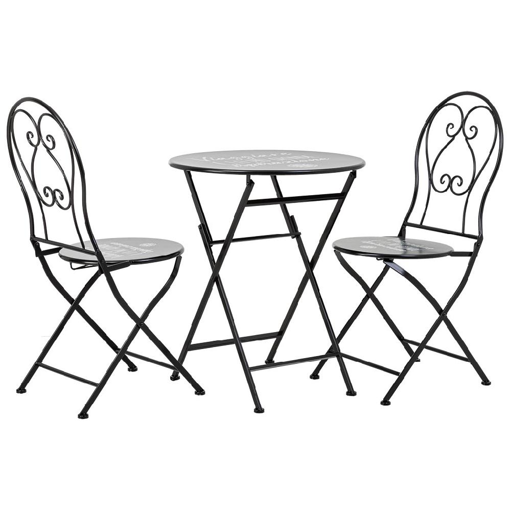 Creaciones meng MUEBLE - CONJUNTOS DE JARDÍN - conjunto mesa y 2 sillas de forja negro