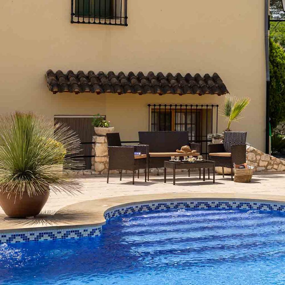 Creaciones Meng MUEBLE - CONJUNTOS DE JARDÍN - Kit Conjunto De Mesa Sofa Y 2 Sillones