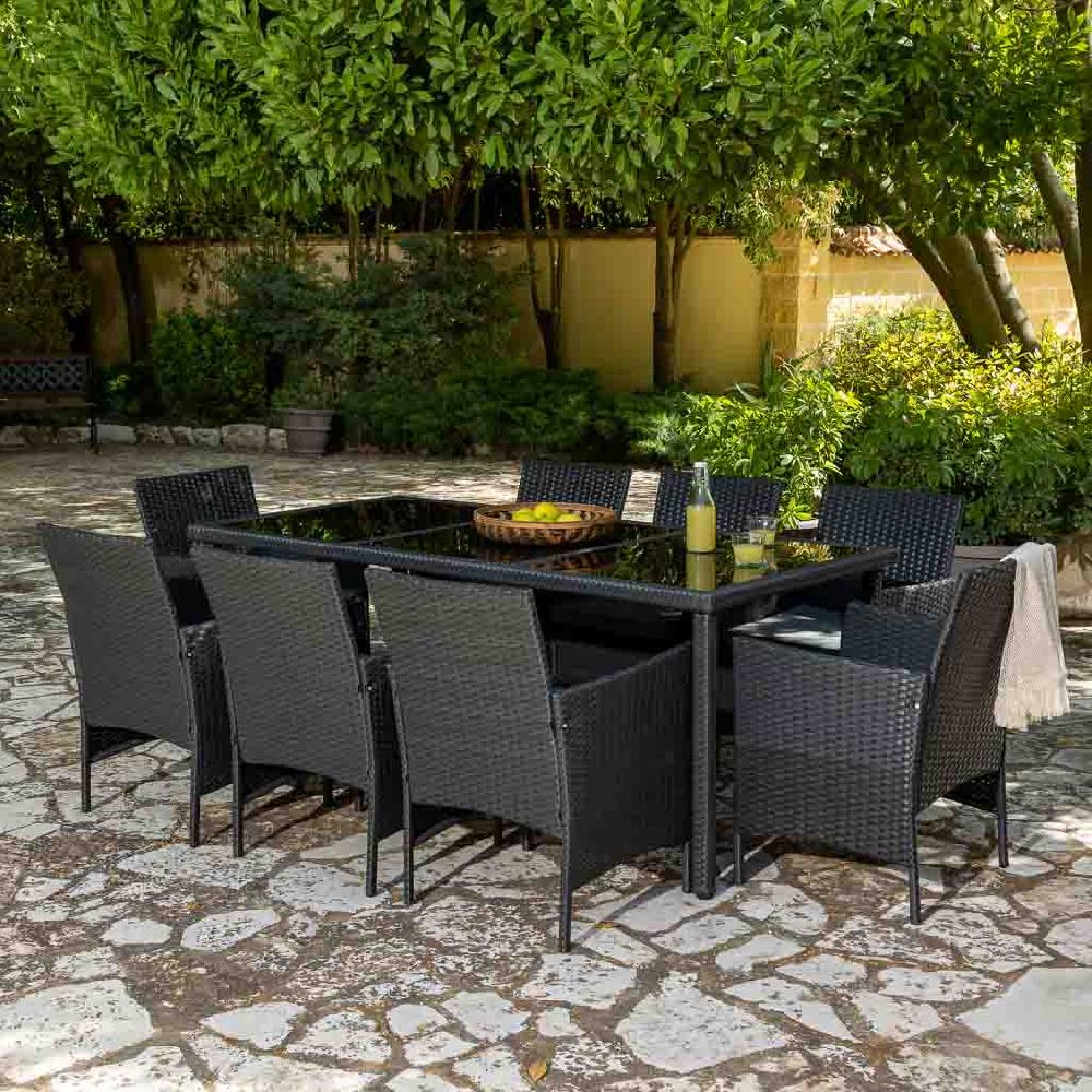 Creaciones Meng MUEBLE - CONJUNTOS DE JARDÍN - Kit Conjunto De Mesa Y 8 Sillas
