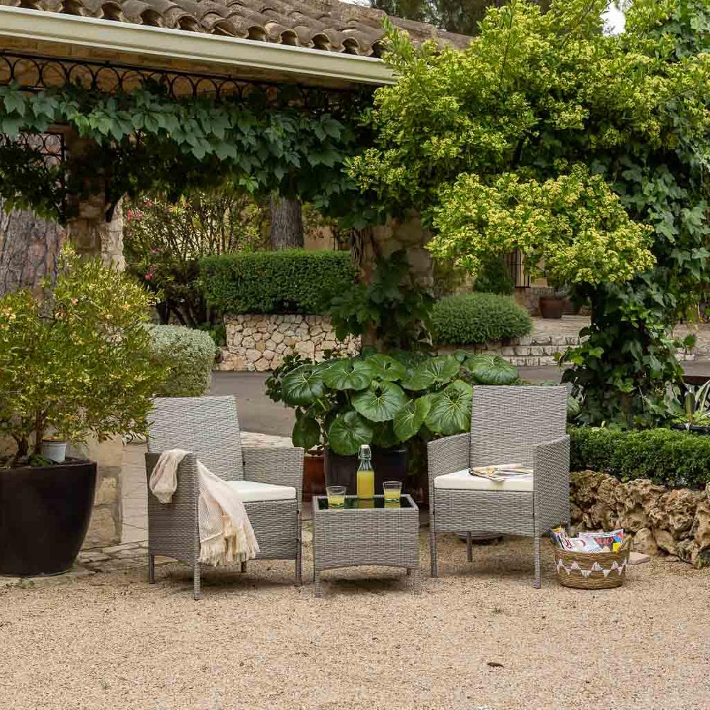 Creaciones Meng MUEBLE - CONJUNTOS DE JARDÍN - Kit Conjunto De Mesa Y 2 Sillones