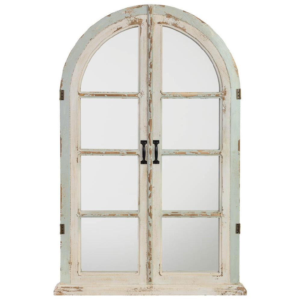 Creaciones Meng MUEBLE - ESPEJOS - Espejo De Madera Y Metal Acabado Envejecido