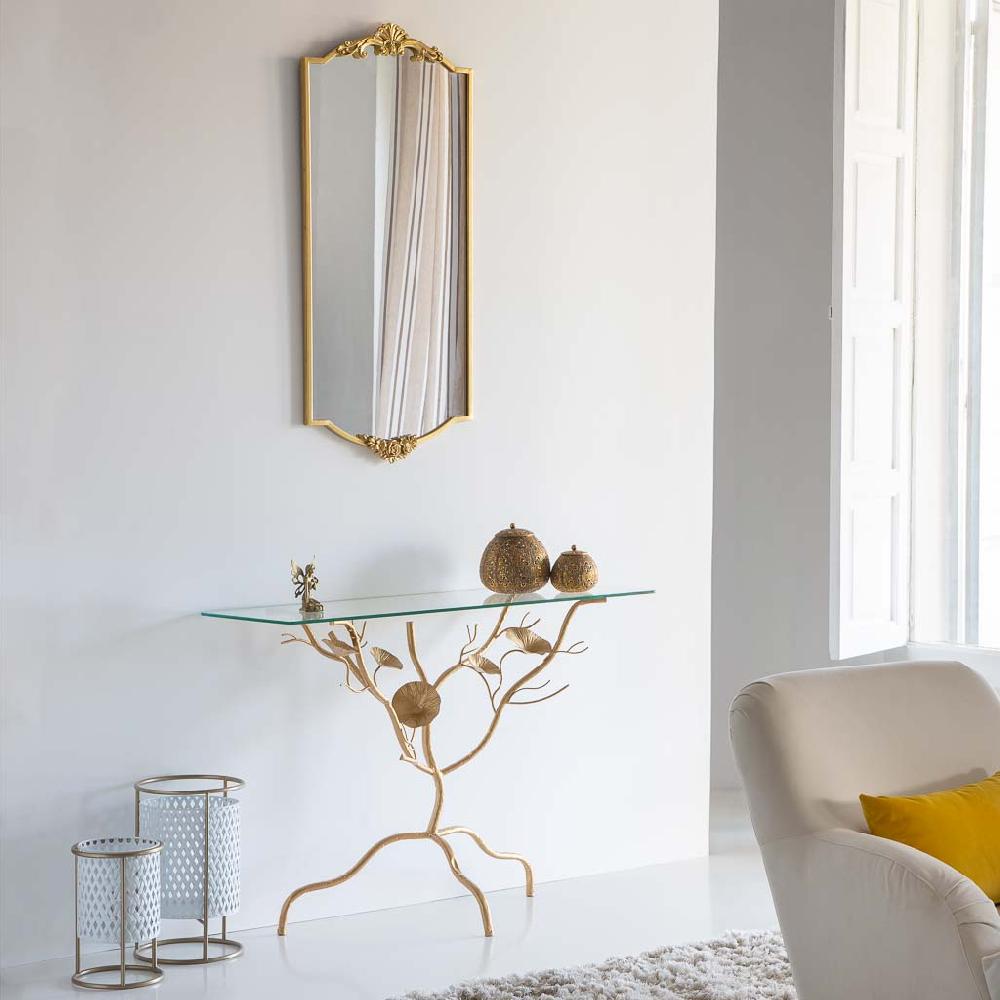 Creaciones Meng MUEBLE - ESPEJOS - Espejo De Pared De Metal Dorado