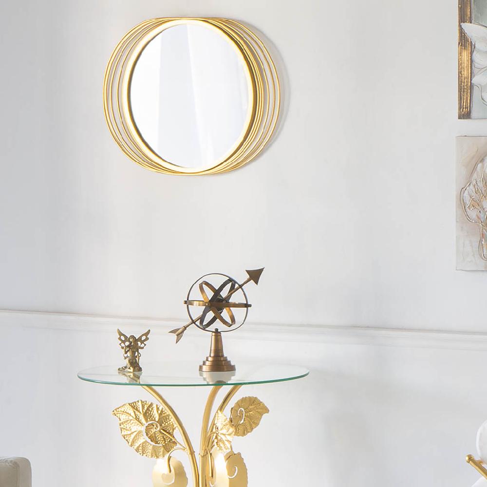 Creaciones Meng MUEBLE - ESPEJOS - Espejo Ovalado De Pared De Metal Dorado