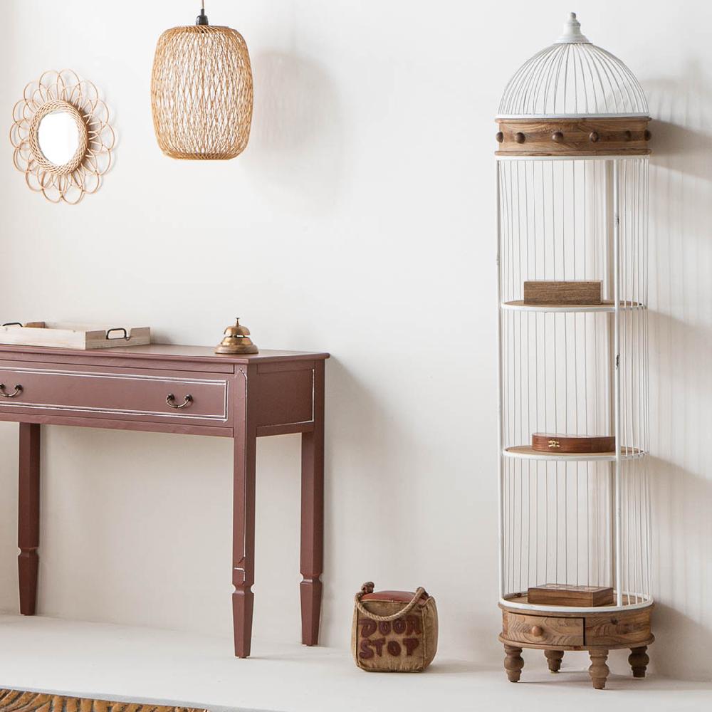 Creaciones Meng MUEBLE - ESTANTERIAS Y REPISAS - Estanteria De Madera Y Metal De 3 Baldas Blanco