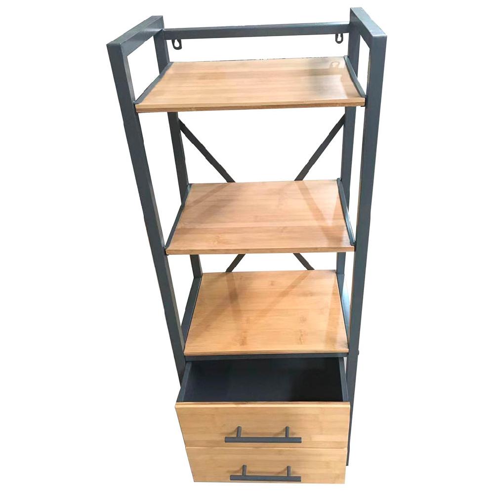 Creaciones meng MUEBLE - ESTANTERIAS Y REPISAS - kit estanteria de metal y madera 2 cajones marron