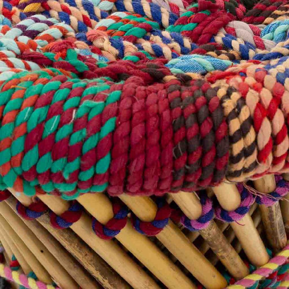 Creaciones Meng MUEBLE - INFANTIL MUEBLE - Set Sillon Y Taburete Niño Bambu Y Cuerda De Colores