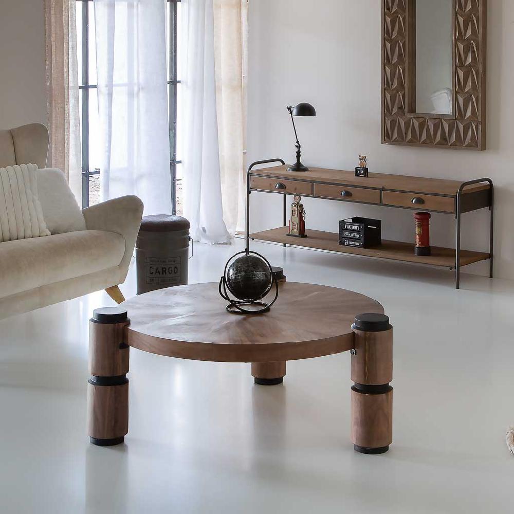 Creaciones Meng MUEBLE - MESAS AUXILIARES - Kit Mesa De Centro De Madera Y Metal Marron