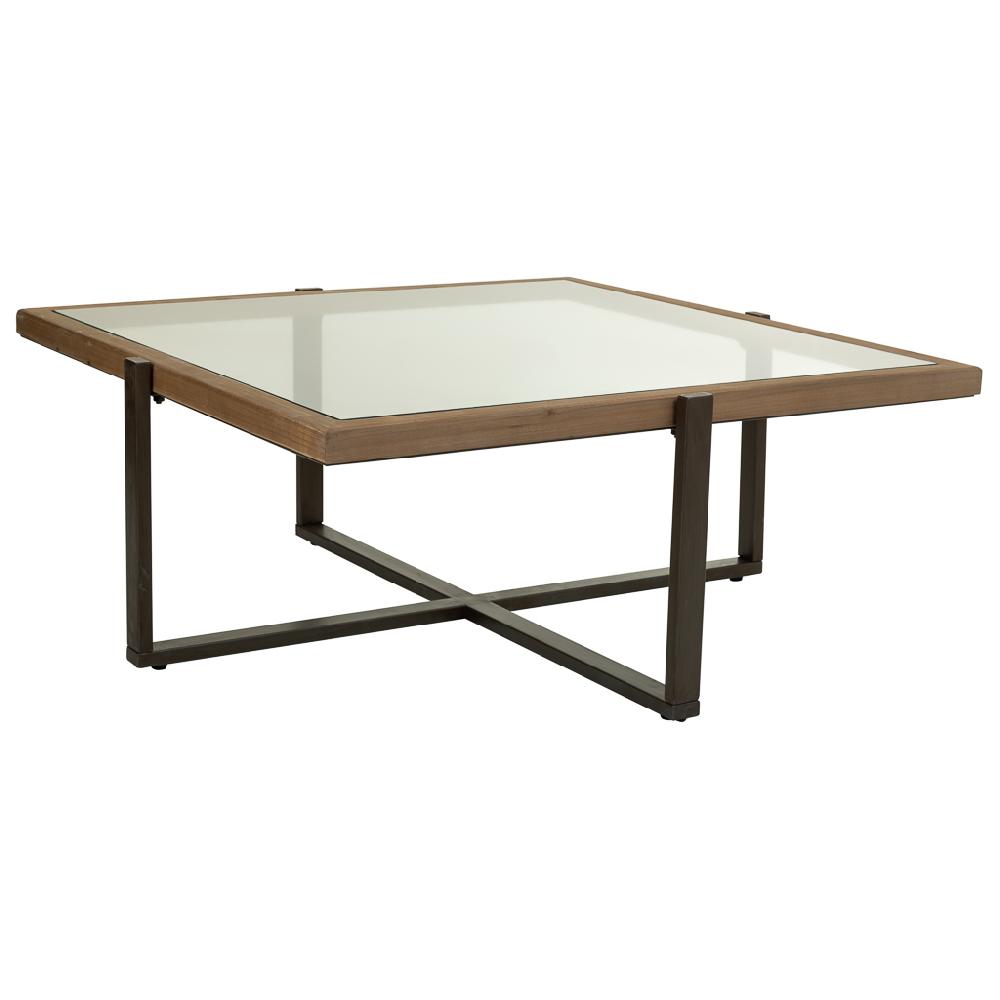 Creaciones meng MUEBLE - MESAS AUXILIARES - kit mesa de centro de madera metal y cristal marron