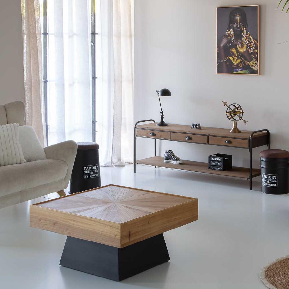 Creaciones Meng MUEBLE - MESAS AUXILIARES - Mesa Auxiliar Cuadrada De Madera