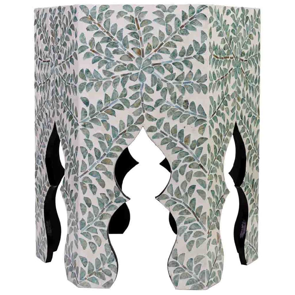 Creaciones Meng MUEBLE - MESAS AUXILIARES - Mesa Auxiliar De Madera Y Capiz Verde