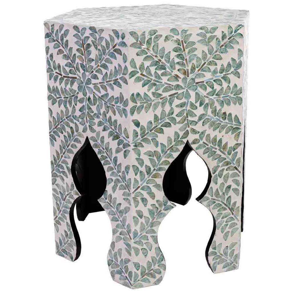 Creaciones meng MUEBLE - MESAS AUXILIARES - mesa auxiliar de madera y capiz verde