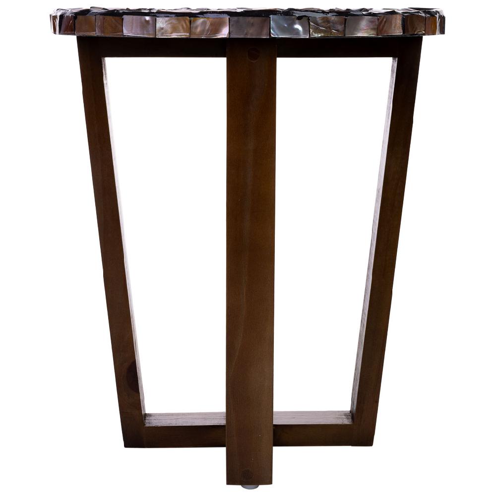 Creaciones Meng MUEBLE - MESAS AUXILIARES - Mesa Auxiliar De Madera Y Madreperla Marron